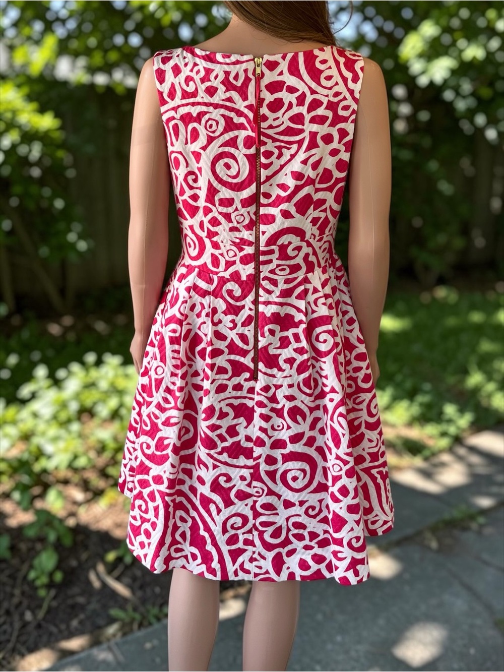 Just Taylor Dress Women’s 6 Pink White Cotton Fit & Flare Tie Waist Pockets - Picture 8 of 8